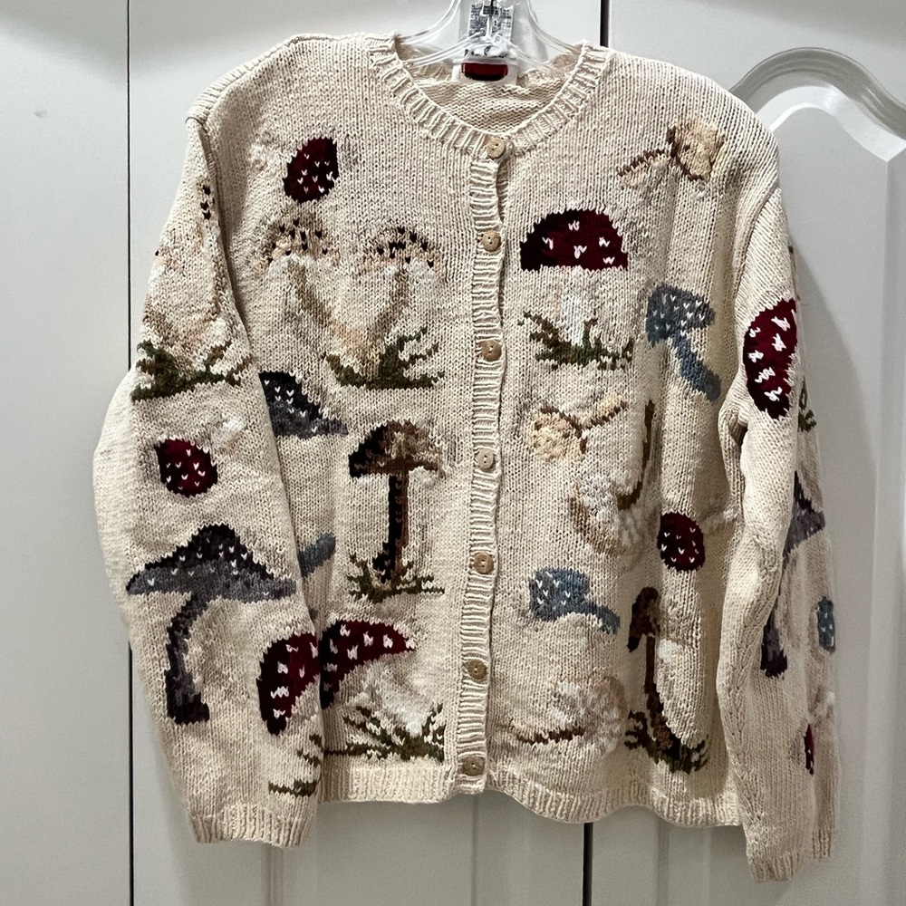 VTG Talbots Mushroom Cardigan Sweater RARE